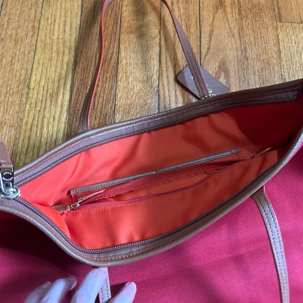 Coach Sawyer Tote Classic Red Canvas Pockets Deep Wide Orange Interior - Picture 11 of 16